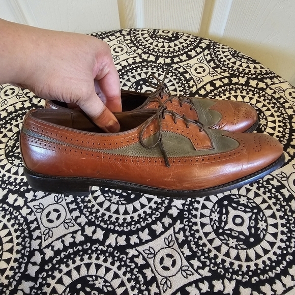 Vintage Old Money Allen Edmonds Amherst Loafers Wingtip Brown Olive Leather - Picture 2 of 8